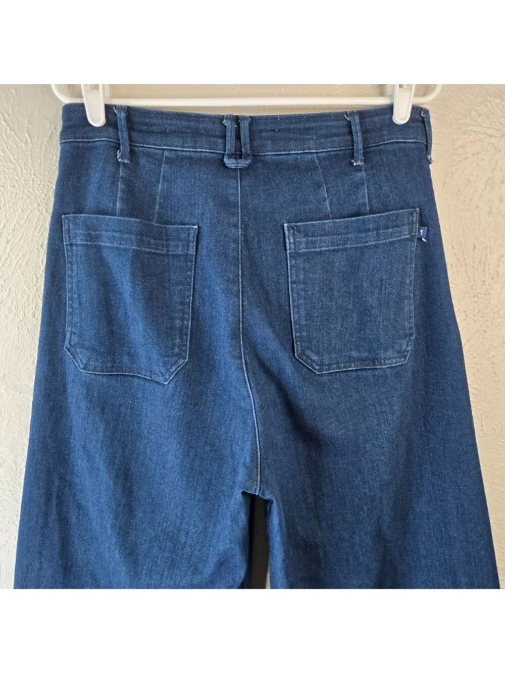 Pilcro Wide Leg Jeans Sz 30 High Waisted Minimalist Relaxed Dark Blue Wash Denim